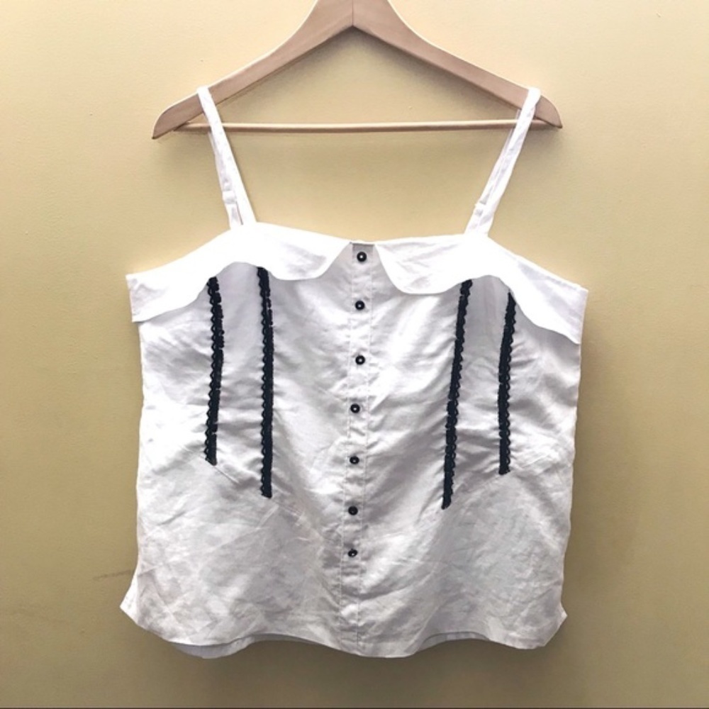 2 Friends White Irish Linen Camisole Top